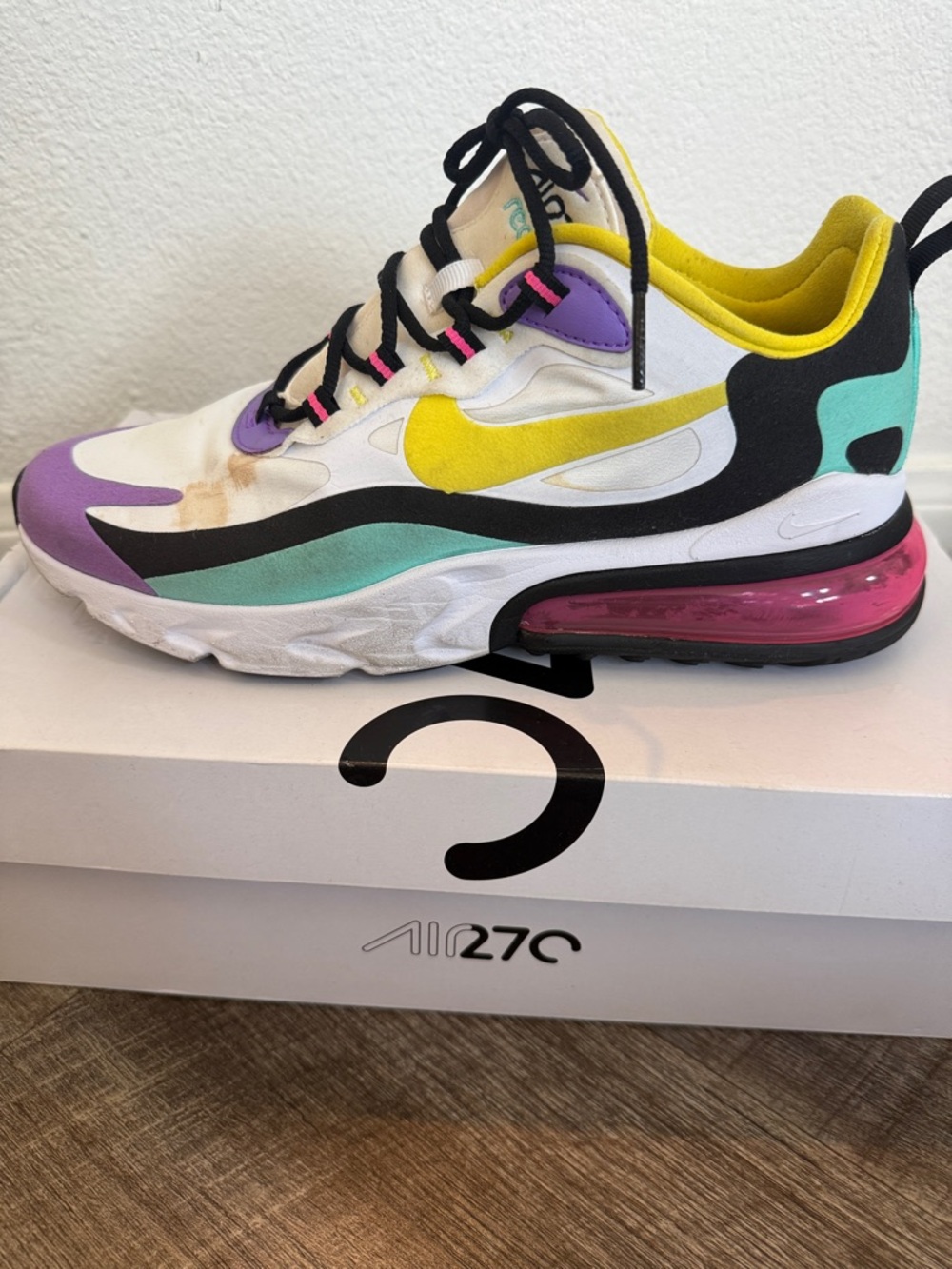 Nike White Air Max 270 React Shoe Box - Picture 5 of 8